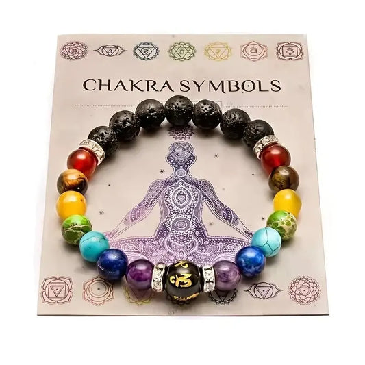 7 Chakra Naturkristall-Armband Set mit Bedeutungskarte – Heilender Schmuck für Angstlinderung und Yoga – Ideales Geschenk für Sie und Ihn